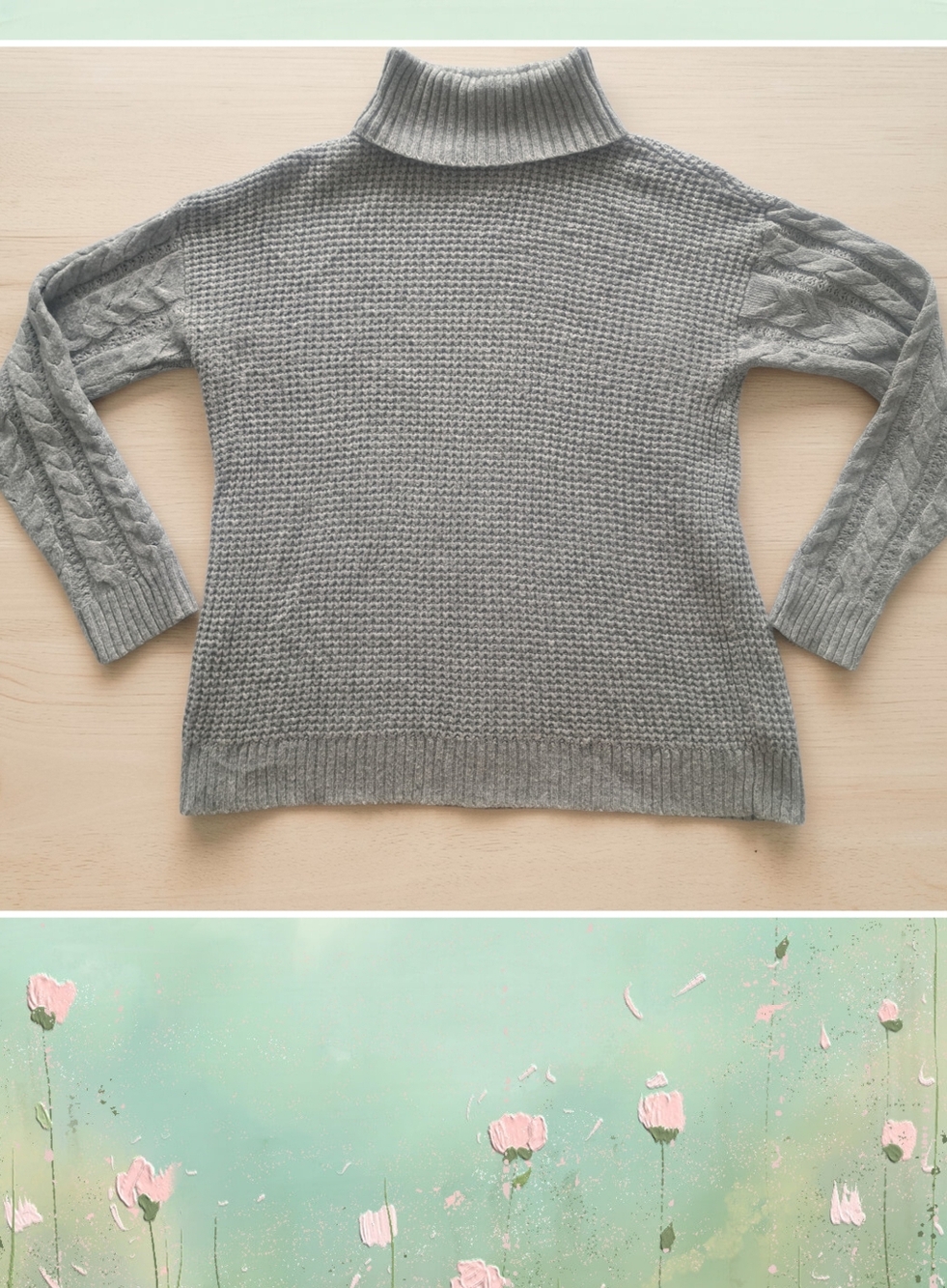 Michael Kors Textured Grey Turtleneck Sweater